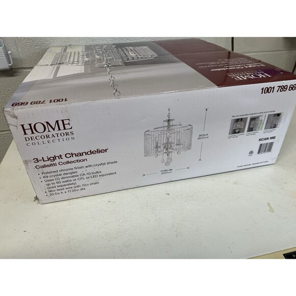 Home Decorators 1001789669 Calisitti 3 Light Chandelier K9 Crystal Dangles New - Picture 5 of 7